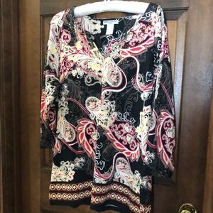 Rebecca Malone Black and Red Paisley Tunic